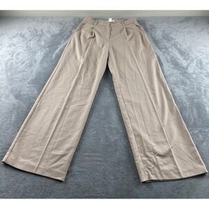 HM Womens Wide Leg Trousers Beige Tan High Rise Pleated Dress Pants Size 8